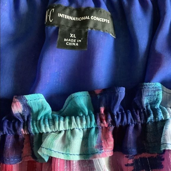 Inc Multi Colored Off The Shoulder Blouse EUC Size XL - Picture 3 of 4